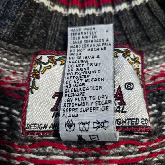 Women's Tiara International Charcoal Gray & Red Christmas Cardigan L - Picture 5 of 12